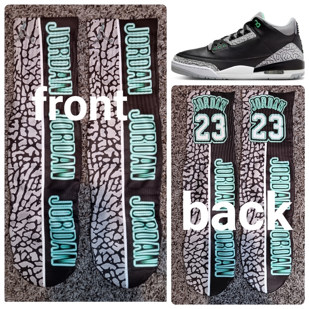 Jordan 3 Green glow socks